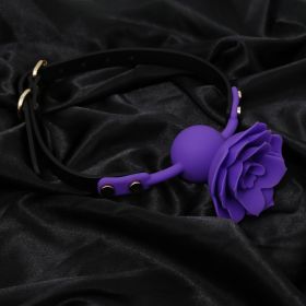 Silicone Rose Ball Gag Nipple Bondage Lace Flower Open Mouth Gags Oral Fixation Adult Sex Toys For Couples Adult BDSM Game (Color: PURPLE)